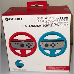 Nacon Racing Wheel Set for Nintendo Switch 2 Joy-Con - Red and Blue